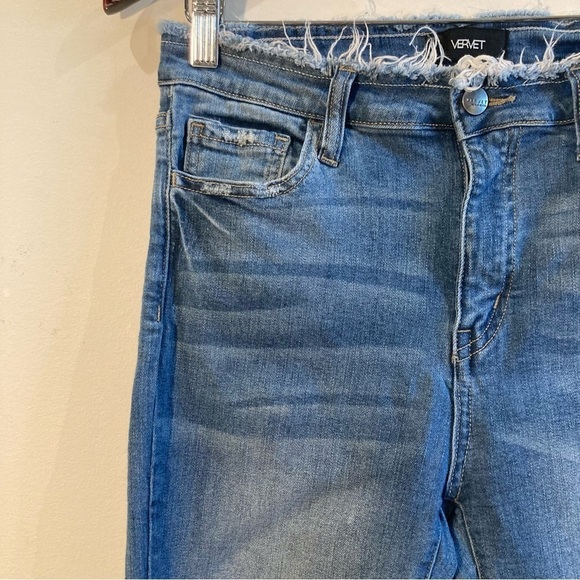 VERVET Sz 29 Ankle Skinny Fit Raw Waist and Hem Mid Wash Jeans - Picture 9 of 13